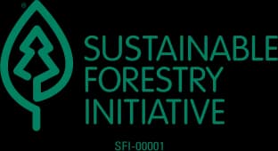 Sustainable Forestry Initiative logo with tree symbol.