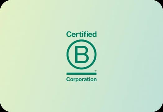 Certified B Corporation logo on a light gradient background.
